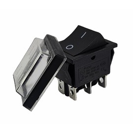 6 Pin 16A 250V On/On Appliance Switch with Waterproof Cover Rocker Switch Toggle Switch Black