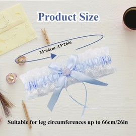 Bride Wedding Garter, Blue Garters for Brides, Something Blue for The Bride, Bow Lace Rhinestone Elastic Leg Garter, Elegant Wedding Accessories for Women Girls Bridal Shower Party