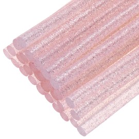 sourcing map 30pcs Mini Hot Glue Sticks for Mini Glue Gun, 4-inch x 0.28-inch Glue Gun Sticks for Art DIY Craft, Glitter Clear Pink