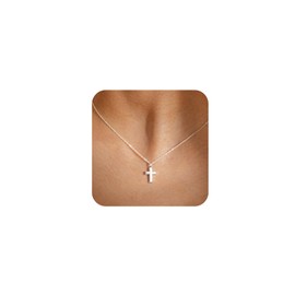 Myfresty Cross Necklace for Women - 925 Sterling Silver Pendant Necklaces for Girls Tiny Silver Cross Faith Love Chain Choker Dainty Jewelry Gifts for Her Valentines Birthday Baptism Graduation