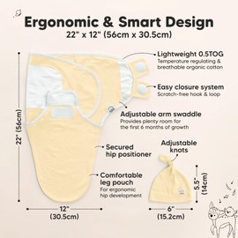 KeaBabies 3-Pack Swaddles for Newborn Baby Girls, Boys with Hats - Organic Soft Baby Sleep Sacks, Breathable Baby Swaddle 3-6 Months Beanies Set, Premie Infant Sleep Sack 0-3 Months (Daffodil)