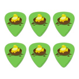 Peeps Hatching Out Of Chocolate Easter Egg Novelty Guitar Picks Medium Gauge - Set of 6