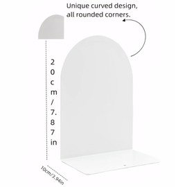 Deefongo Book Ends,Metal Bookends,1 Pair White Book Ends for Shelves,Non Skid No Rusting Book End, Unique Designs Book Stopper for Home, Office, Library