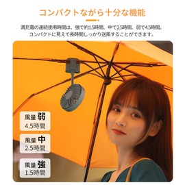 RunElves Clip-on Fan, USB Charging, Mini Fan, 3-Way Small, Lightweight, Small Fan, Portable, Umbrella, Parasol, Handheld, Clip Fan, 3 Levels of Air Flow Adjustment, Heatstroke Prevention, Free Hands,