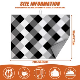 White and Black Buffalo Plaid Dish Drying Mat for Kitchen Counter Microfiber Absorbent Dish.Checkered Kitchen Drying Mat Draining Reusable Washable.for Dishes/Utensils/Countertops/Sinks