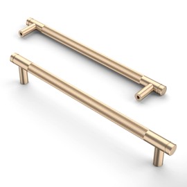 Asidrama 10 Pack 7.5 Inch(192mm) Gold Cabinet Pulls Knurled Cabinet Handles Cupboard Handles Kitchen Cabinet Hardware for Cupboard Drawer Handles Dresser Pulls