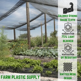 Farm Plastic Supply - Gray Shade Cloth - 75% - Mesh Fabric for Fence Privacy Screen, Garden Shade, Mesh Fence Screening, Shade Cloth Rolls, Wind Screen (12' x 10')