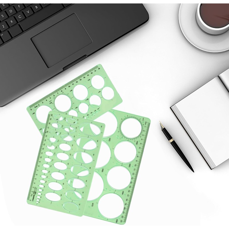 5PCS Circle Template Measuring Geometry Ruler Geometric Drawings Stencils Rulers,