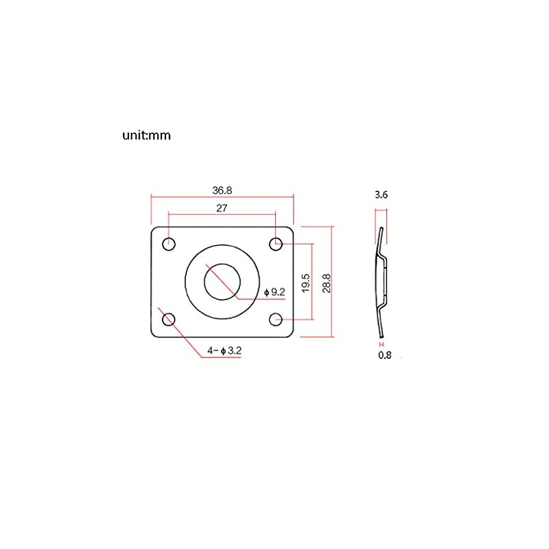Square Metal 1/4 Output Jack Plate Input Jack Socket for