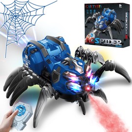 RC Spider Robot Toy with 2.4GHz Remote, Lights, Music & Spray - Realistic Spider Gift for Kids, Perfect for Holidays, Parties & Pranks