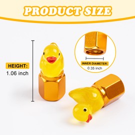 Rislobx 4 Pack Duck Tire Stem Caps, Glow in The Dark Tire Valve Caps, Cool Funny Tire Air Valve Cap, Universal Replacement Tire Cap Covers for Cars Bikes Motorcycles Trucks (Yellow)