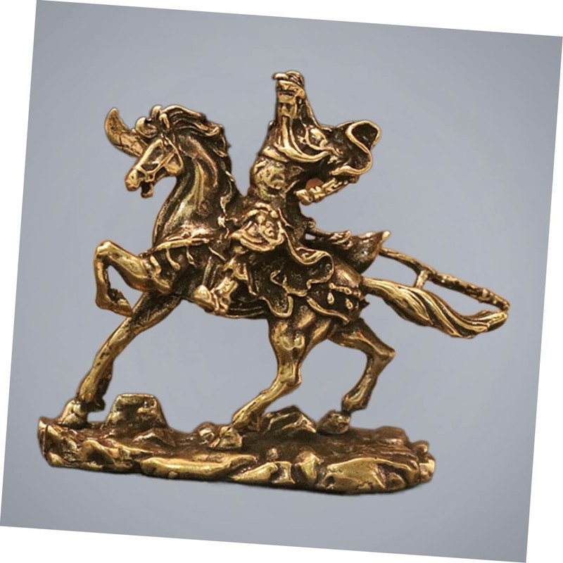 Tofficu 2pcs Brass Horse Riding Statue Elegant Table Decor for