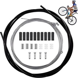 Bicycle Gear Cable Kit, Bike Gear Cable Rear Gear Cable Mountain Bike Universal Bicycle Shift Cable Set with Front Rear Accessory for Mountain & Road Bike Bicycle Change Cable with Housing (Black)