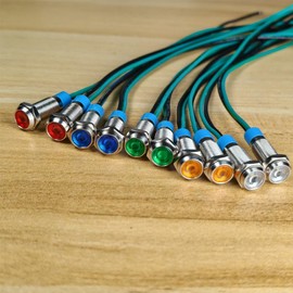 KILIGEN 10pcs 6mm 3V-4.5V-5V-6V-7.5V-9VDC LED Waterproof Indicator Light Pilot Light Signal Indicator(Green/Orange/Red/Blue/White,5 Colors)