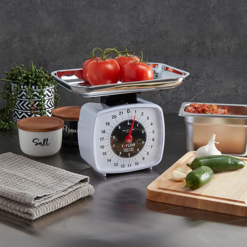Taylor Analog Kitchen Scale Mechanical Food Scale, 22 lb Capacity,