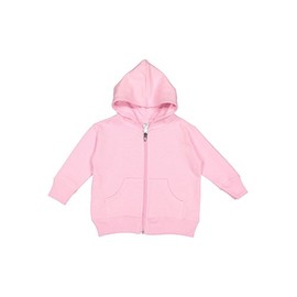 RABBIT SKINS Infant Fleece Long Sleeve Full Zip Hooded Sweatshirt with Pouch Pockets, Pink, 12 Months