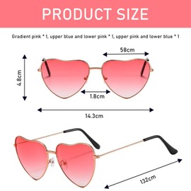 3 Pieces Ombre Heart Shaped Sunglasses, Heart Shaped Sunglasses, Holiday Glasses, Women'S Holiday Accessories, Sunglasses Funny, Funny Accessories