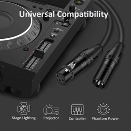 DREMAKE 3 Pin XLR Jack Cable Male to Female Low Z Microphone Balanced Audio Patch Cord for Powered Speaker, DMX LED, Effector, Aqualizer and More - 33FT/Black