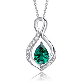 AENEAS Emerald Necklace Sterling Silver May Birthstone Necklace Infinity Pendant Emerald Jewellery Birthday Gifts for Women