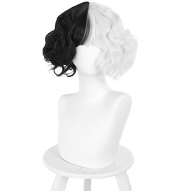 Wig, Cosplay Wig, Black and White, Short Hair, Disguise Witch, Disguise Accessory, Cute, Cool, Black and White, Cosplay Movie Characters, Masquerade Props, Photography, Festival, Lolita