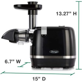 Omega H3000D Cold Press 365 Juicer Slow Masticating Juice Extractor 150W- Black