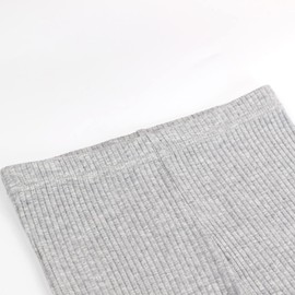 Mon Ange Girls' 3/4 Length Leggings, Set of 2, Summer, Thin, Rib Material, Stretch, Cotton, Mellow Ruffle, Rebrain Leggings, gray