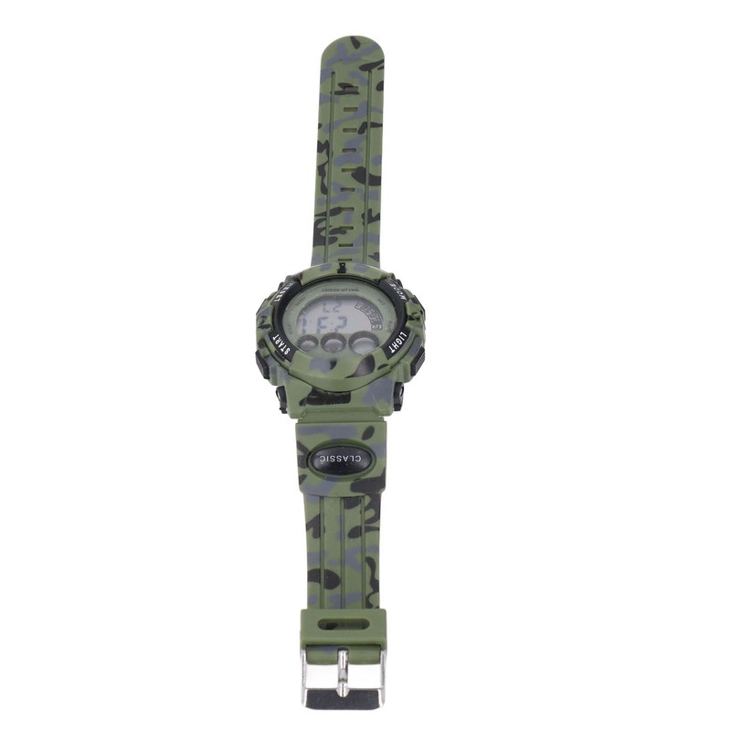 Camouflage Green Kids Watch 7 Colors LED 50M Waterproof Digital