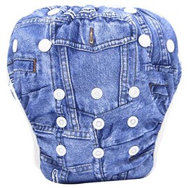 liltourist Swim Nappy for Babies, Washable and Reusable, Adjustable Size for Newborns and Toddlers up to 2 Years (3-15 kg), Blue (Denim Jeans)