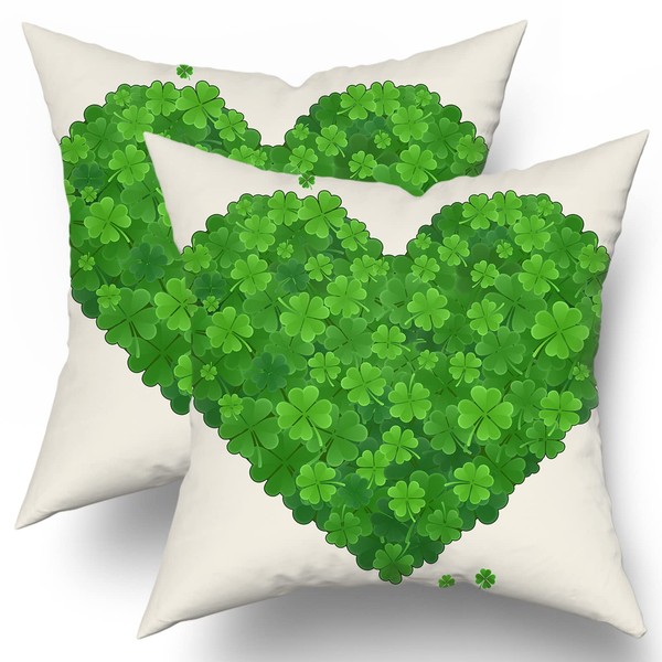 St Patricks Day Spring Pillow Covers 20X20 Inch Green Heart