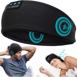 Sleep Headphones Headband, Bluetooth Sports Headband Headset, Ultra-Thin HD Stereo Speakers Wireless Over-ear Earphones Cool Tech Gadget Gifts for Family, Colleague, Lovers Black Mesh