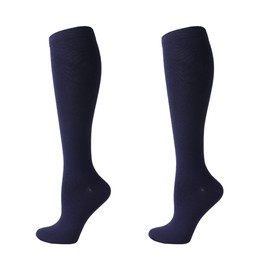 (2 Pairs)Compression Socks for Men and Women Flight Socks Compression Stockings Running Socks for Running,Shin Splints,Flight Travel-Boost Stamina, Circulation and Recovery (Blue, L-XL)