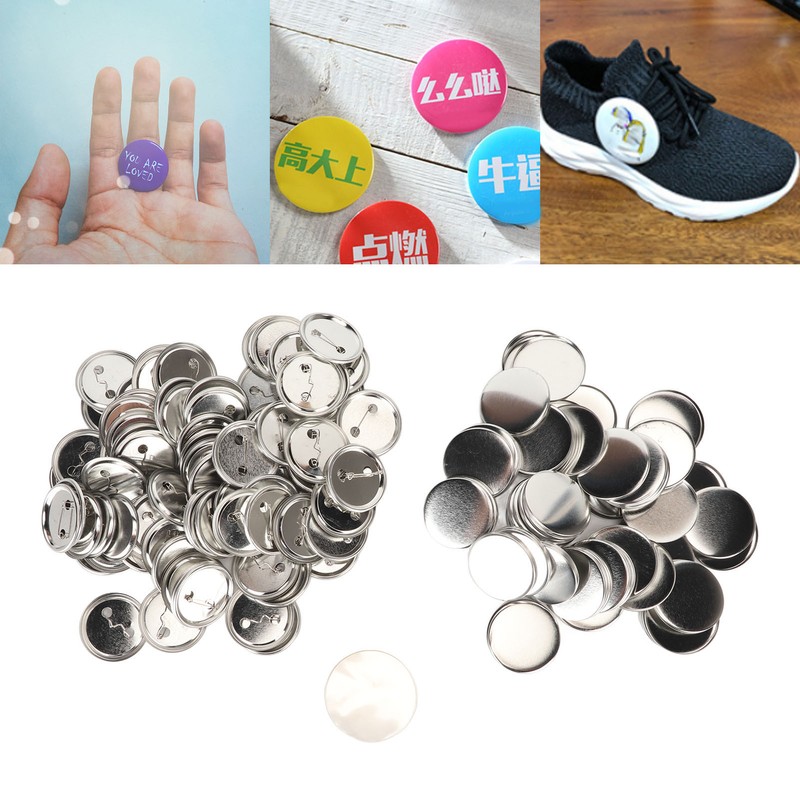 100 Set Pin Back Button Parts Blank Smoothing Metal Durable