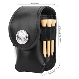 Alvinlite Golf Ball Bag Tee Holder Belt Bag PU for Golf Accessories for 2 Balls, 3 Golf Tees and 1 Golf Divot (Black) Golf Ball Bag
