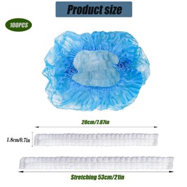 Hysgscwd 100PCS Hair Nets for Food Service Worker, Disposable Bouffant Caps, Breathable Elastic Hairnets, Scrub Hair Cap, Non-woven Dust Cap, Versatile Hair Cover for Kitchen Cooking Shower Salon Spa