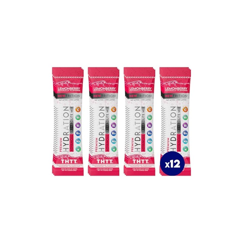 NewTrition Hydration Powder, Electrolyte Powder Packets, Naturally Flavored Hydrating Packets