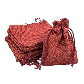 Palmhomee Pack Of 25 Burlap Gift Bags with Drawstring Linen Jewelry Pouches Wedding Hessian Jute Bags for Birthday Jewelry and Treat Pouches Party Wedding Favors Gift Art and DIY Craft (3.6x4.8 Inch, Burgundy)