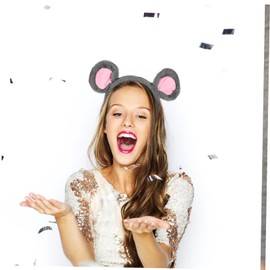 Beavorty 5pcs Plush Grey Mouse Ears Hairband Durable Animal Cosplay Headdress for Costume Parties and Festivals Easy to Wear Unique Cartoon Rat Headband for Women