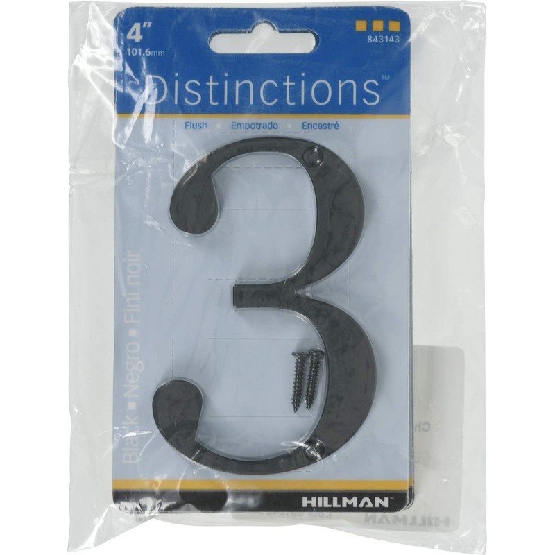Distinctions 843143 Black Flush-Mount 4-Inch House Number 3
