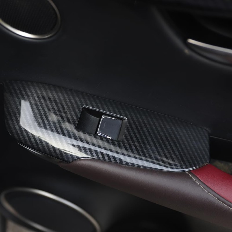 Red Black Carbon Fiber Pattern Interior Accessories Door Window Lock