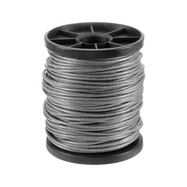uxcell 5/64" (2mm) 98ft 304 Stainless Steel Cable Wire Rope 7 x 7 Strands Vinyl Coated Aircraft Cable with Reel for Deck Railing Outdoors Picture Hanging