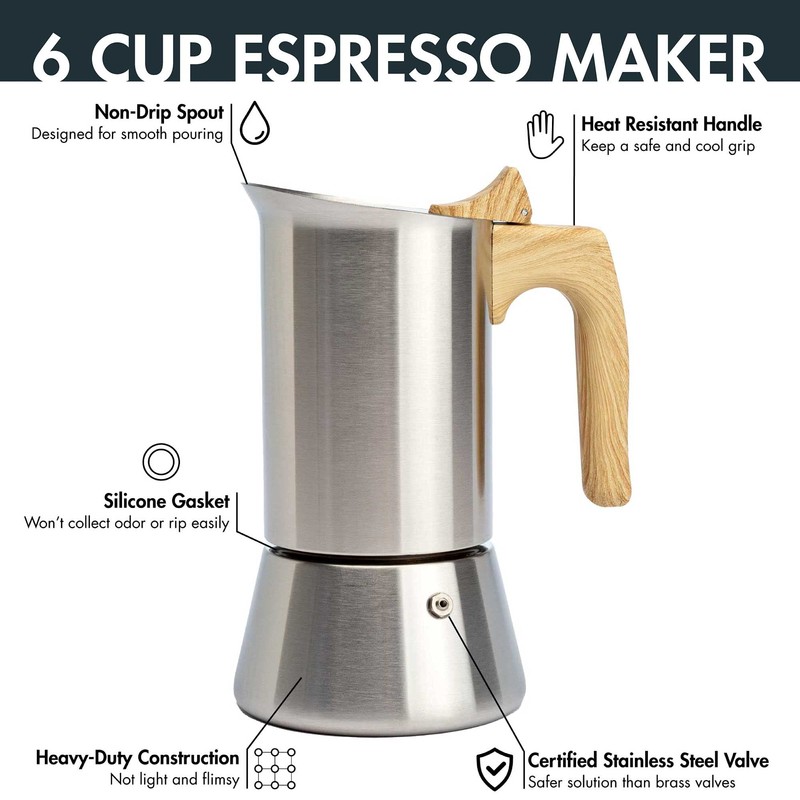 Primula Premium Stainless Steel Stovetop Espresso and Coffee Maker, Moka