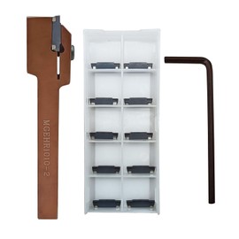 Hunricho 1 Piece 3/8-Inch Shank MGEHR1010-2 High Quality Lathe Cutting Tool Holder with 10 Pieces MGMN200 Inserts for Punching for Steel (MGEHR1010-2+ MGMN200)
