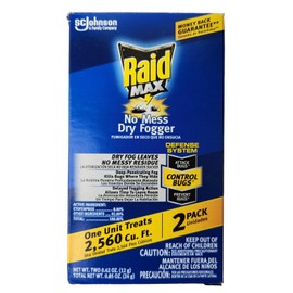 Raid Max No Mess Dry Fogger Roaches Bugs Ants Beetles Crickets Flies Mosquitoes Ticks Waterbugs (Each Cup Treats 2,560 Cu Ft) (2)