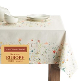 Maison d'Hermine Tablecloth, 100% Cotton, 160 cm x 220 cm, Decorative Tablecloth, Washable, Square, Tablecloths for Mother's Day Gifts, Dining, Weddings, Banquet, Buffets, Colmar - Spring/Summer