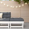 White Solid Wood Patio Footstool With Cushion Contemporary Outdoor Furniture
