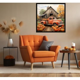 CSZPPQAF 5D Diamond Painting Kits for Adults, Autumn Pumpkin Farmhouse Diamond Art Kits for Adults Beginner, DIY Full Drill Diamond Dots Gem Painting for Home Decor 11.8x11.8 Inch