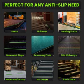 Slip No More! Anti Slip Tape - Glow in The Dark Non Skid Tape - Grip Tape for Stairs Outdoor Waterproof - Heavy Duty Anti Skid Strips for Steps Outdoors- Traction Tape for Ramps & Stage- 2in by 60ft