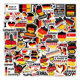 62Pcs Germany Stickers Pack, Aesthetic Graphic Vinyl Waterproof Sticker Decals for Water Bottle,Laptop,Phone,Skateboard,Scrapbooking,Bumper Choice for Kids Teens Adults Fans for Party Supply
