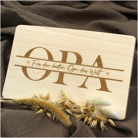 VmG-Store Breakfast Board 23.5 x 15 cm Chopping Board with Engraving as a Birthday Gift for Men Women Children Bread Board with Saying Wood Printed (04 Grandpa, Without Name of Choice)