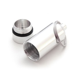 Ganzoo Pill Box Set of 2 Pill Box Aluminium Capsule Key Pendant Mini Waterproof Colour: Silver Height: 55 mm